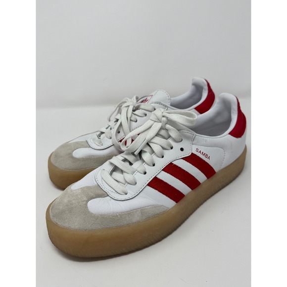 Adidas Red White Platform Samba Sneakers